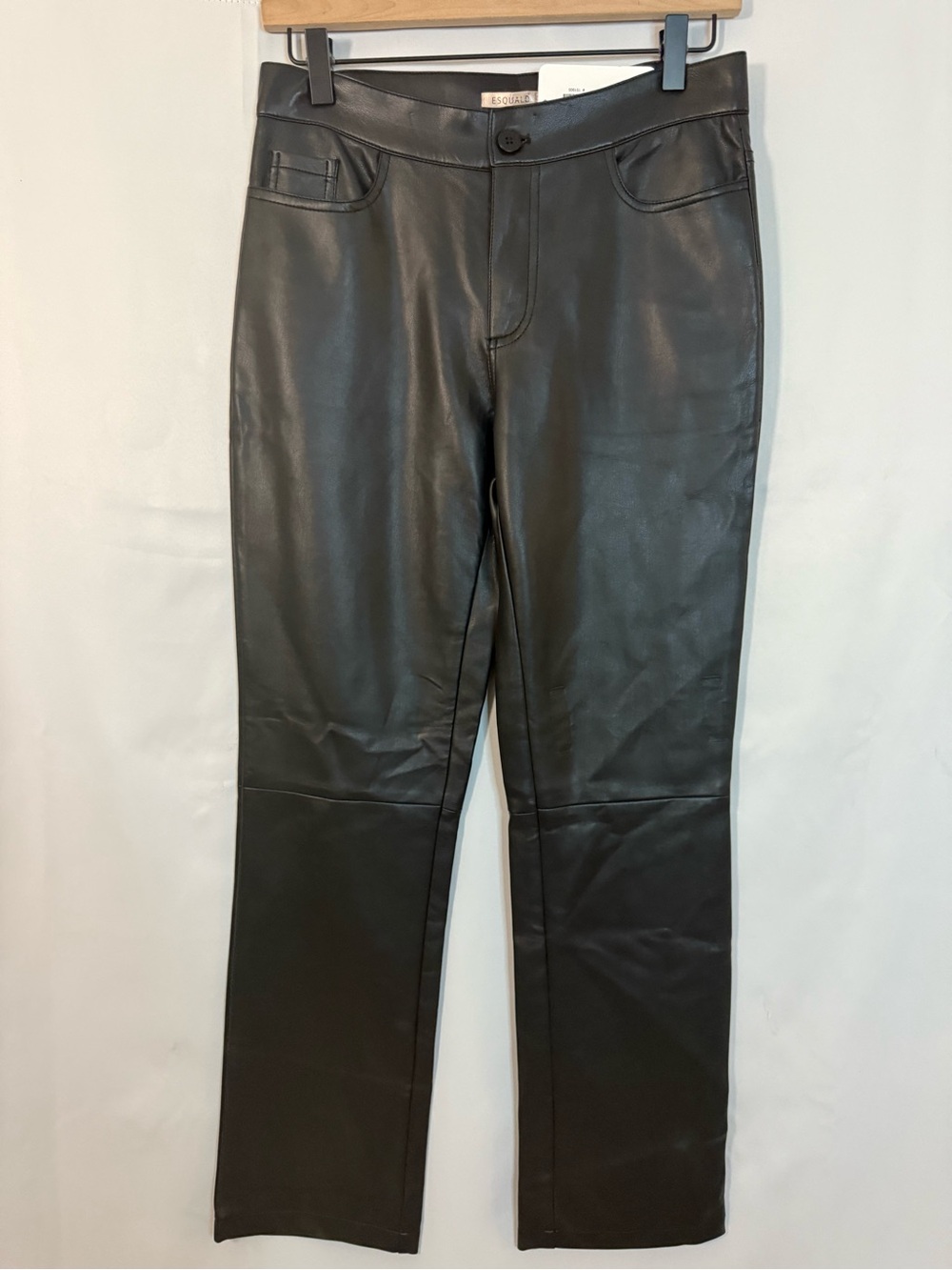 NWT Esqualo Black Faux Leather Pants size 6
